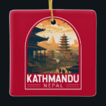Ornamento De Cerâmica Kathmandu Nepal Viagem Art Vintage<br><div class="desc">Catmandu vetor viagem design. Catmandu,  capital do Nepal,  está num vale cercado pelas montanhas do Himalaia.</div>