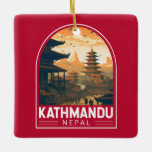 Ornamento De Cerâmica Kathmandu Nepal Viagem Art Vintage<br><div class="desc">Catmandu vetor viagem design. Catmandu,  capital do Nepal,  está num vale cercado pelas montanhas do Himalaia.</div>