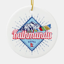 Ornamento De Cerâmica Katmandu Montanhas Nepal Retro Flagres Souvenir