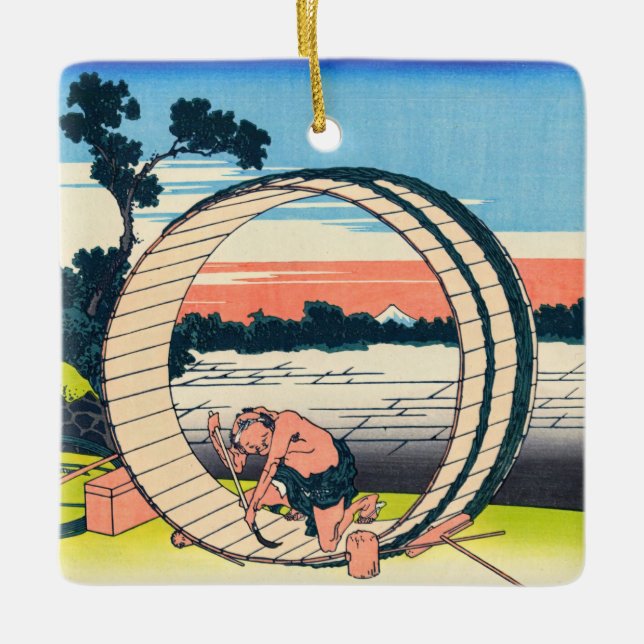 Ornamento De Cerâmica Katsushika Hokusai - Fujimigahara, Província de Ow (Frente)