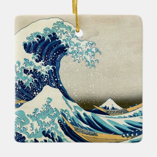 Ornamento De Cerâmica Katsushika Hokusai - The Great Wave off Kanagawa (Frente)
