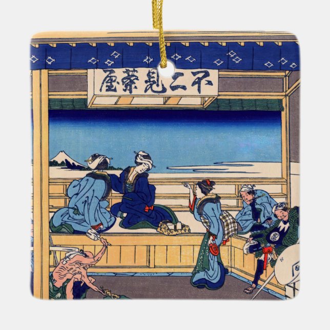 Ornamento De Cerâmica Katsushika Hokusai - Yoshida no Tokaido (Frente)