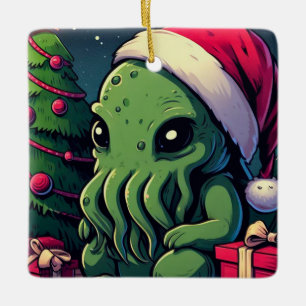 Ornamento De Cerâmica Kawaii Cthulhu Natal - Feliz Cthulhumas