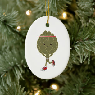 Ornamento De Cerâmica Kawaii Cute Correndo Artichoke
