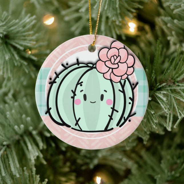 Ornamento De Cerâmica Kawaii Cutie Cactus Suculta Natal (Árvore)