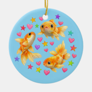 Ornamento De Cerâmica kawaii fofo y2k peixe dourado arco-íris