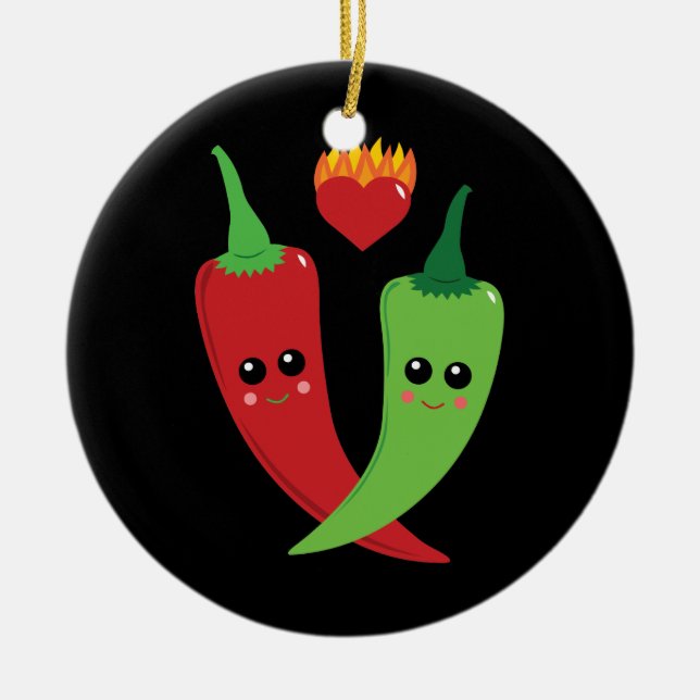 Ornamento De Cerâmica Kawaii Hot Pepper (Frente)