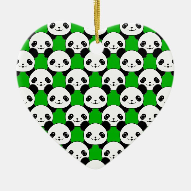 Ornamento De Cerâmica Kawaii Panda Bear Pattern (Frente)