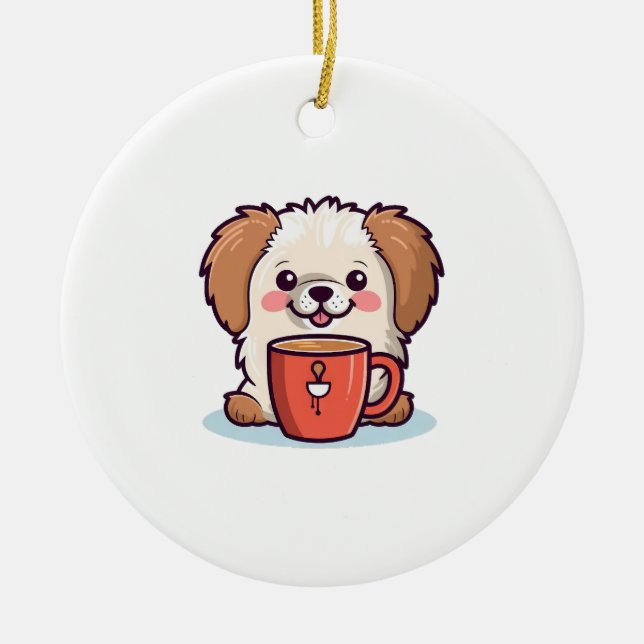 Ornamento De Cerâmica Kawaii Paws Café (Frente)