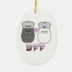 Ornamento De Cerâmica Kawaii Sal e Pimenta BFF