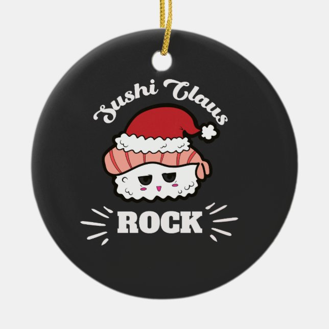 Ornamento De Cerâmica Kawaii Sushi Natal (Frente)