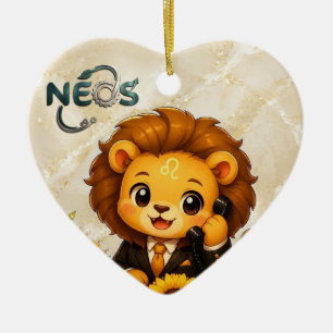 Ornamento De Cerâmica Kawaii Zodíaco Neos Leão