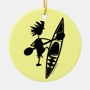 Ornamento De Cerâmica Kayak Canoe Joyful Silhouette