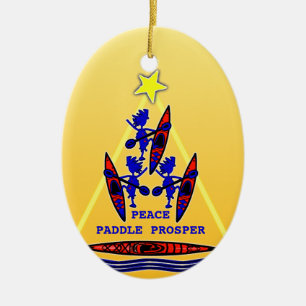 Ornamento De Cerâmica Kayak Holiday Paddle ~ Peace Paddle Prosper Cerami