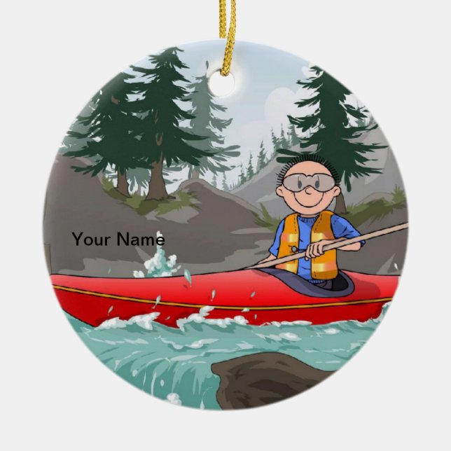 Ornamento De Cerâmica Kayak - Homem (Frente)