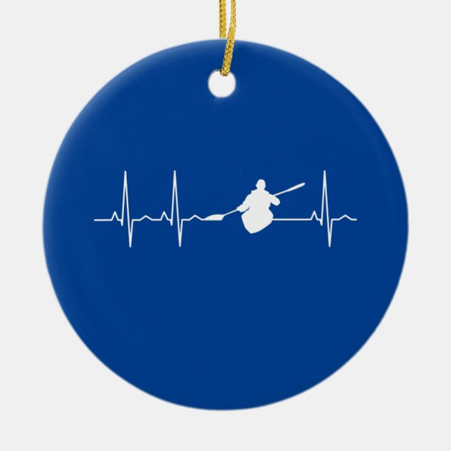 Ornamento De Cerâmica Kayaking Heartbeat (Frente)