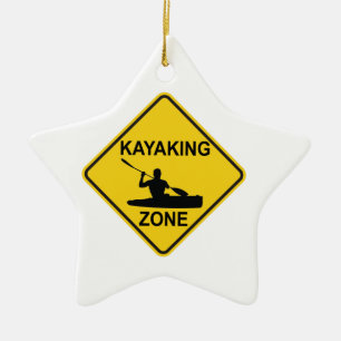 Ornamento De Cerâmica Kayaking Zone Road Sign