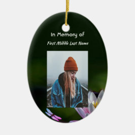 Ornamento De Cerâmica Keepsaara Memorial Dragonfly Lotus Flower