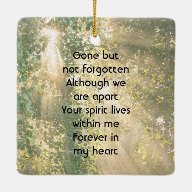 Ornamento De Cerâmica Keepsake Memorial Sunshine Golden Forest (Verso)