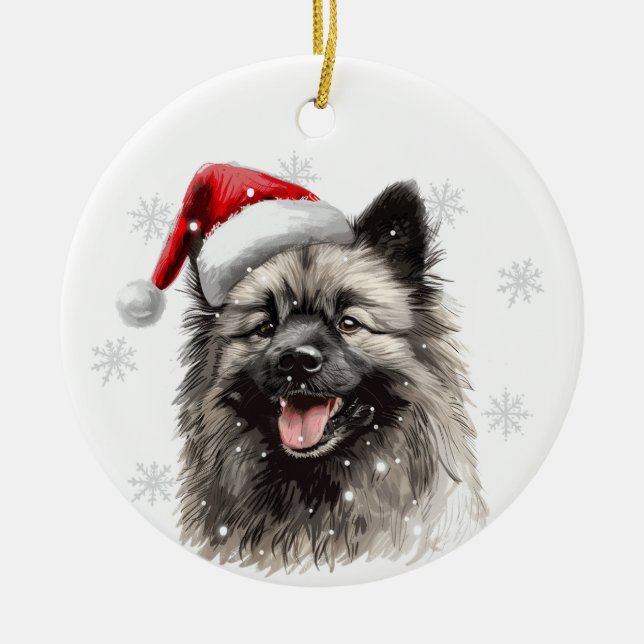 Ornamento De Cerâmica Keeshond Dog Christmas Personalized (Frente)