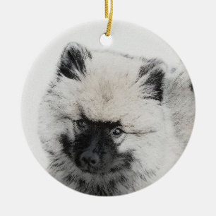 Ornamento De Cerâmica Keeshond Puppy Drapy - Arte Cachorro Original Boni