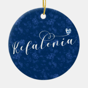 Ornamento De Cerâmica Kefalonia Heart Flag, Cephalonia, Ilhas Gregas