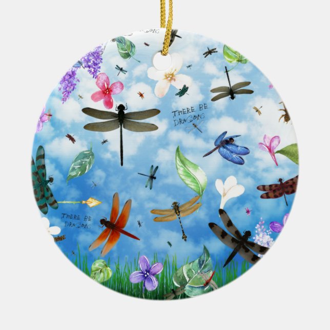 Ornamento De Cerâmica kelsey de Nola da arte da libélula (Frente)