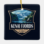 Ornamento De Cerâmica Kenai Fjords National Park Ilustration Retro Art<br><div class="desc">Kenai Fjords vetor trabalho de arte design. O parque é um parque nacional americano que mantém o Harding Icefield,  as suas geleiras que transbordam,  e os fiordes e ilhas costeiras.</div>
