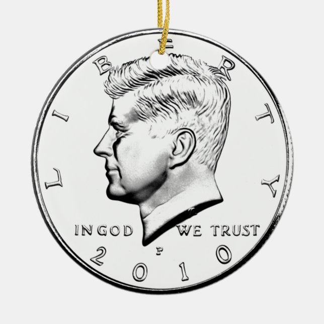 ORNAMENTO DE CERÂMICA KENNEDY HALF DOLLAR (Frente)