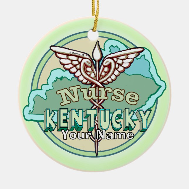 Ornamento De Cerâmica Kentucky Caduceus Nurse (Frente)