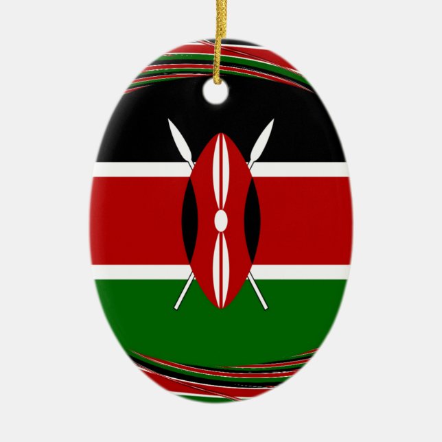 Ornamento De Cerâmica Kenya Flag Art - Patriotic & Modern Design (Frente)