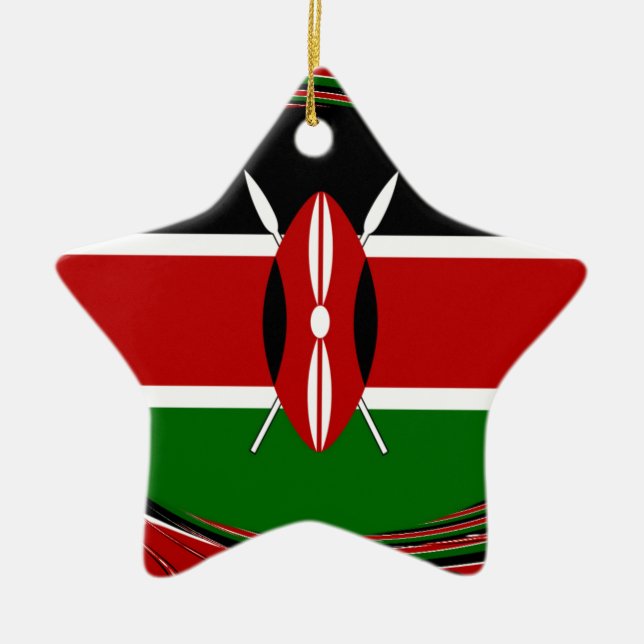 Ornamento De Cerâmica Kenya Flag Art - Patriotic & Modern Design (Frente)
