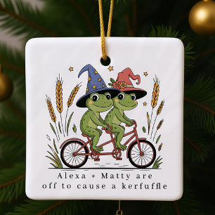 Ornamento De Cerâmica Kerfuffle de Casal de Cute Personalizado
