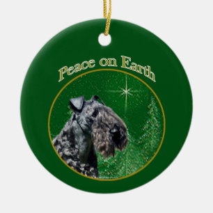 Ornamento De Cerâmica Kerry Blue Terrier Peace