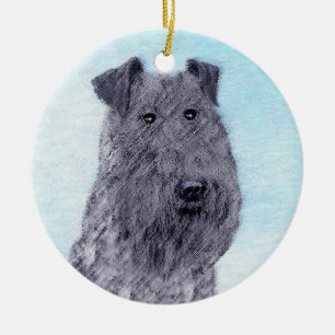Ornamento De Cerâmica Kerry Blue Terrier pintando uma pintura cãozinha o