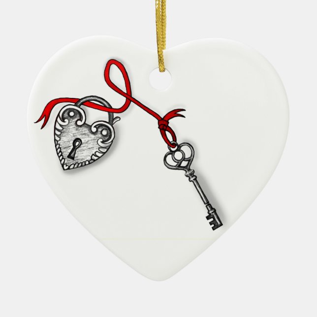 Ornamento De Cerâmica Key to my heart (Frente)