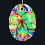 Ornamento De Cerâmica Key West Lily<br><div class="desc">Lily retro-surreal colorida romântica - as cores do Caribe</div>