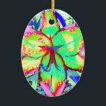 Ornamento De Cerâmica Key West Lily<br><div class="desc">Lily retro-surreal colorida romântica - as cores do Caribe</div>