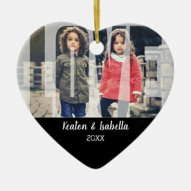 Ornamento De Cerâmica Kid Love with DIY Photo and Text (Frente)