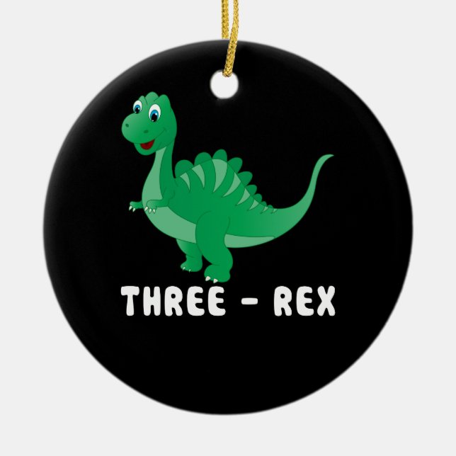 Ornamento De Cerâmica Kids 3 Year Old Birthday Boy Gift Dinosaur Three R (Frente)
