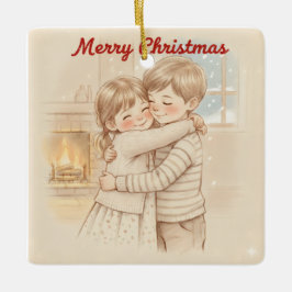 ORNAMENTO DE CERÂMICA KIDS HUG CUTE CHRISTMAS THEME