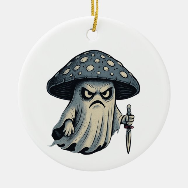 Ornamento De Cerâmica Killer 'Shroom – Spooky Ghost with Knife  (Frente)