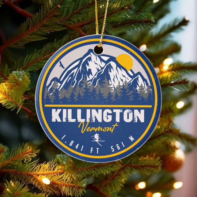 Ornamento De Cerâmica Killington Vermont Retro Sunset Ski Souvenirs 80s (Criador carregado)