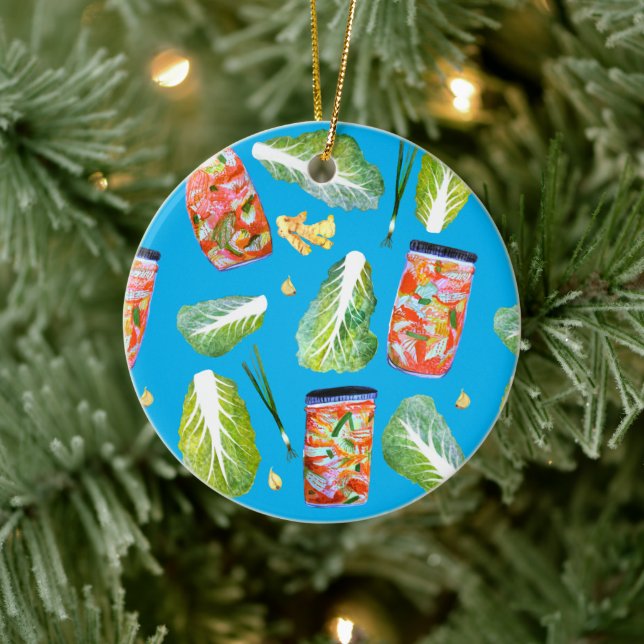 Ornamento De Cerâmica Kimchi Ingredientes Fermentação Divertida Aquarela (Árvore)