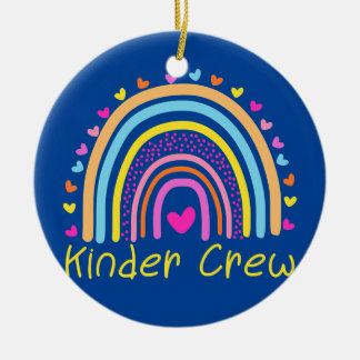 Ornamento De Cerâmica Kinder Crew Kindergarten Professor Rainbow Heart