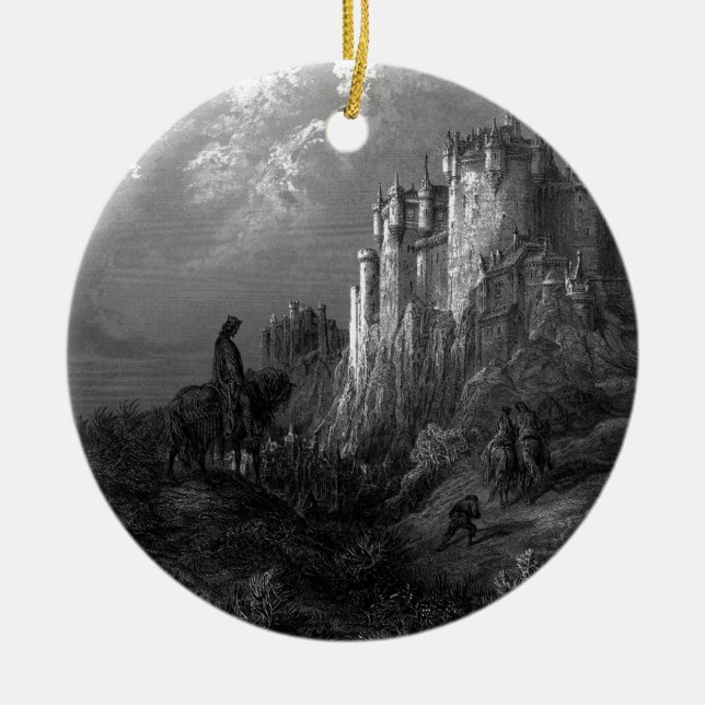 Ornamento De Cerâmica King Arthur e Camelot por Gustave Doré" 1868 (Frente)