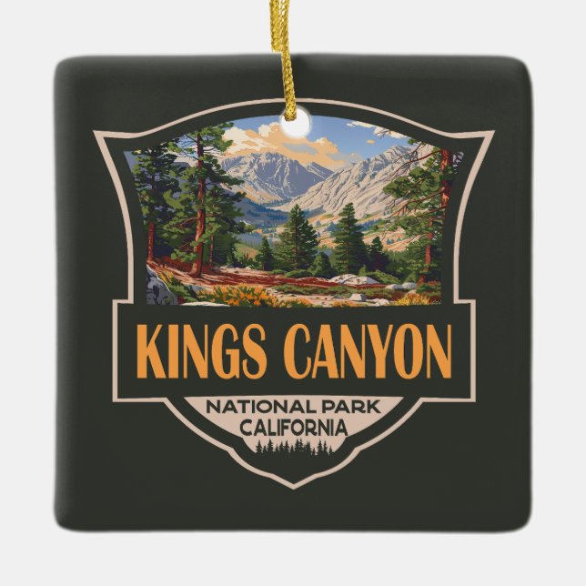 Ornamento De Cerâmica Kings Canyon National Park Ilustration Retro Art (Frente)