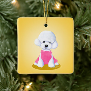 Ornamento De Cerâmica KiniArt Bichon Frise