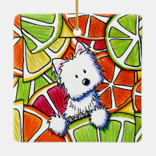 Ornamento De Cerâmica KiniArt Citrino Westie