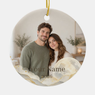 Ornamento De Cerâmica Kintsugi Moon Custom Photo Ornament